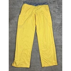 Butter Soft Scrub Pants Womens Medium Petite Yellow Cargo Pull On Stretch